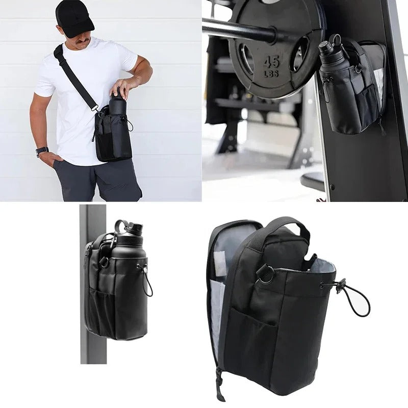 Magnetic Gym Bag for Men and Women – Sling Bottle with Magnetic Attachment | Water Bottle Holder, Gym Pouch, Crossbody Bag for Travel, Sports, Work, Fitness