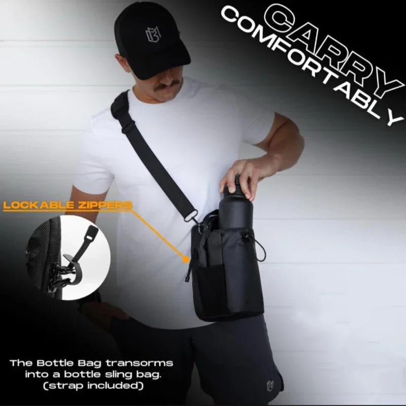 Magnetic Gym Bag for Men and Women – Sling Bottle with Magnetic Attachment | Water Bottle Holder, Gym Pouch, Crossbody Bag for Travel, Sports, Work, Fitness